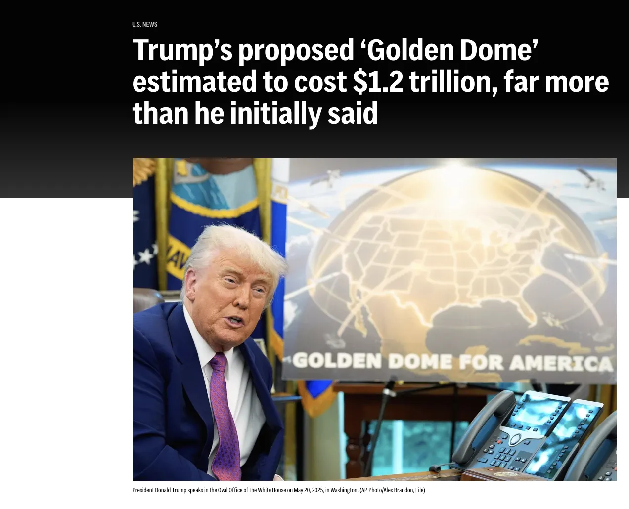Золотий купол Трампа може коштувати трильйони доларів — AP