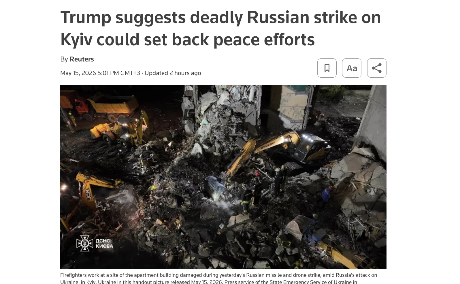 Трамп припустив, що удар РФ по Києву може підірвати мирний процес — Reuters