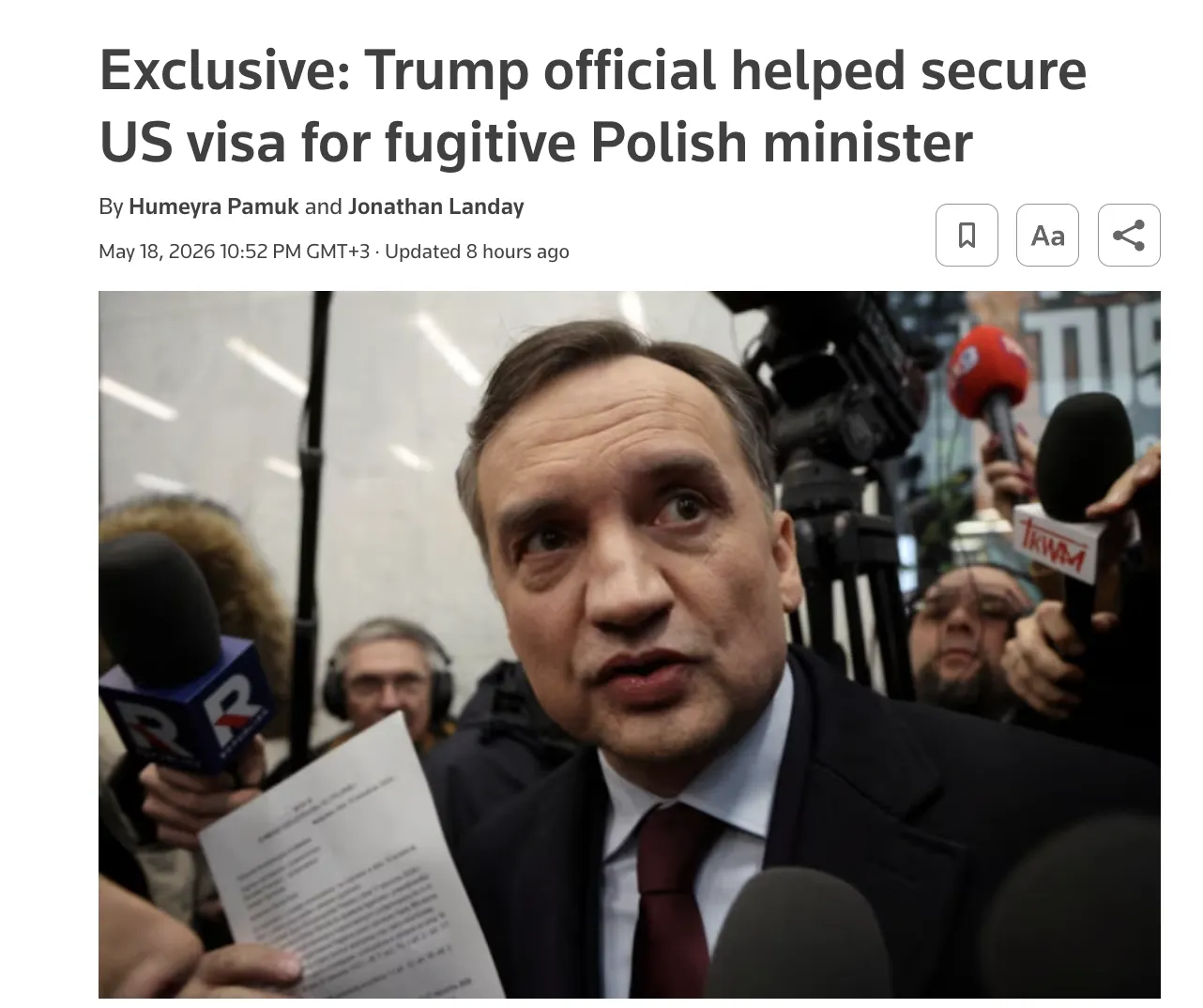 Посадовець Трампа допоміг отримати візу польському ексміністру — Reuters