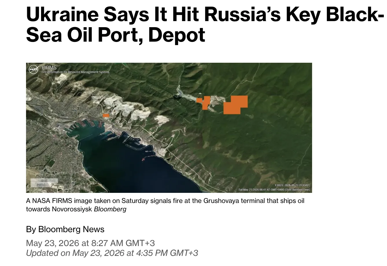 A major oil port in Russia has caught fire — Bloomberg