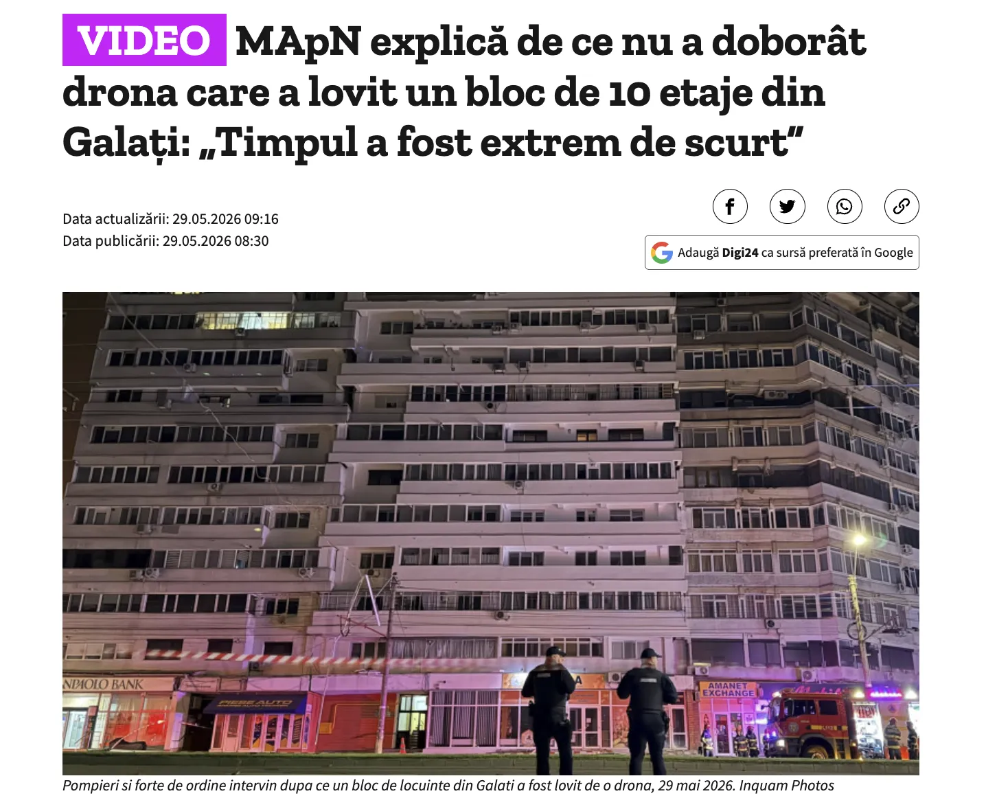 Румунія пояснила, чому не перехопила російський дрон, що влучив у будинок