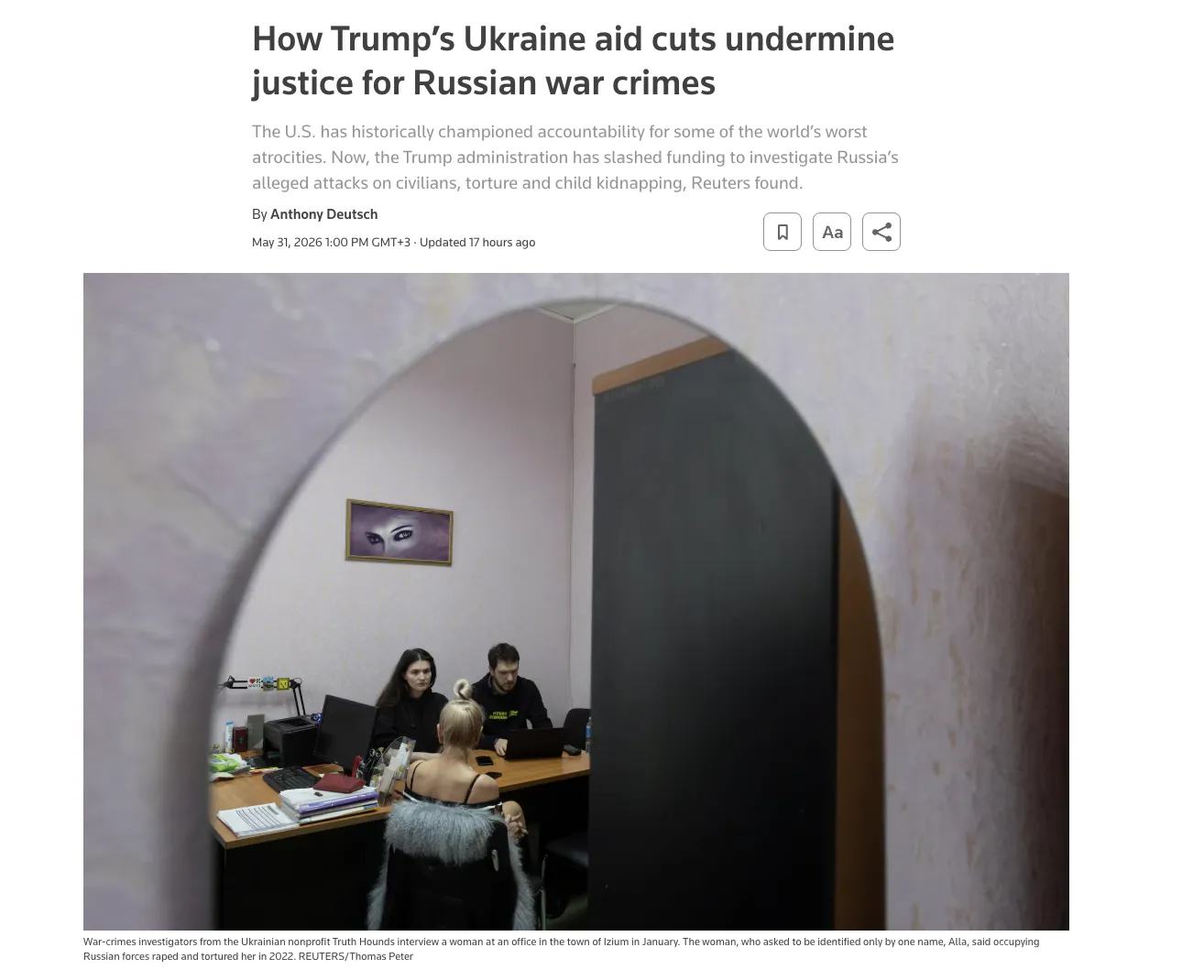 Администрация Трампа сократила финансирование расследований преступлений РФ в Украине — Reuters