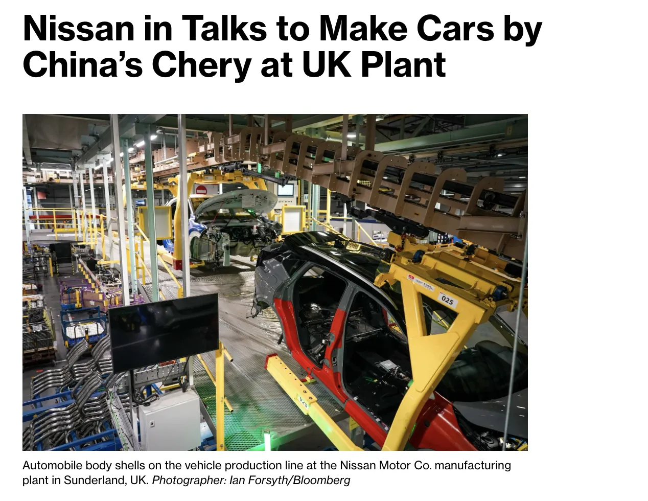 Nissan може почати випуск китайських авто Chery на заводі у Британії — Bloomberg