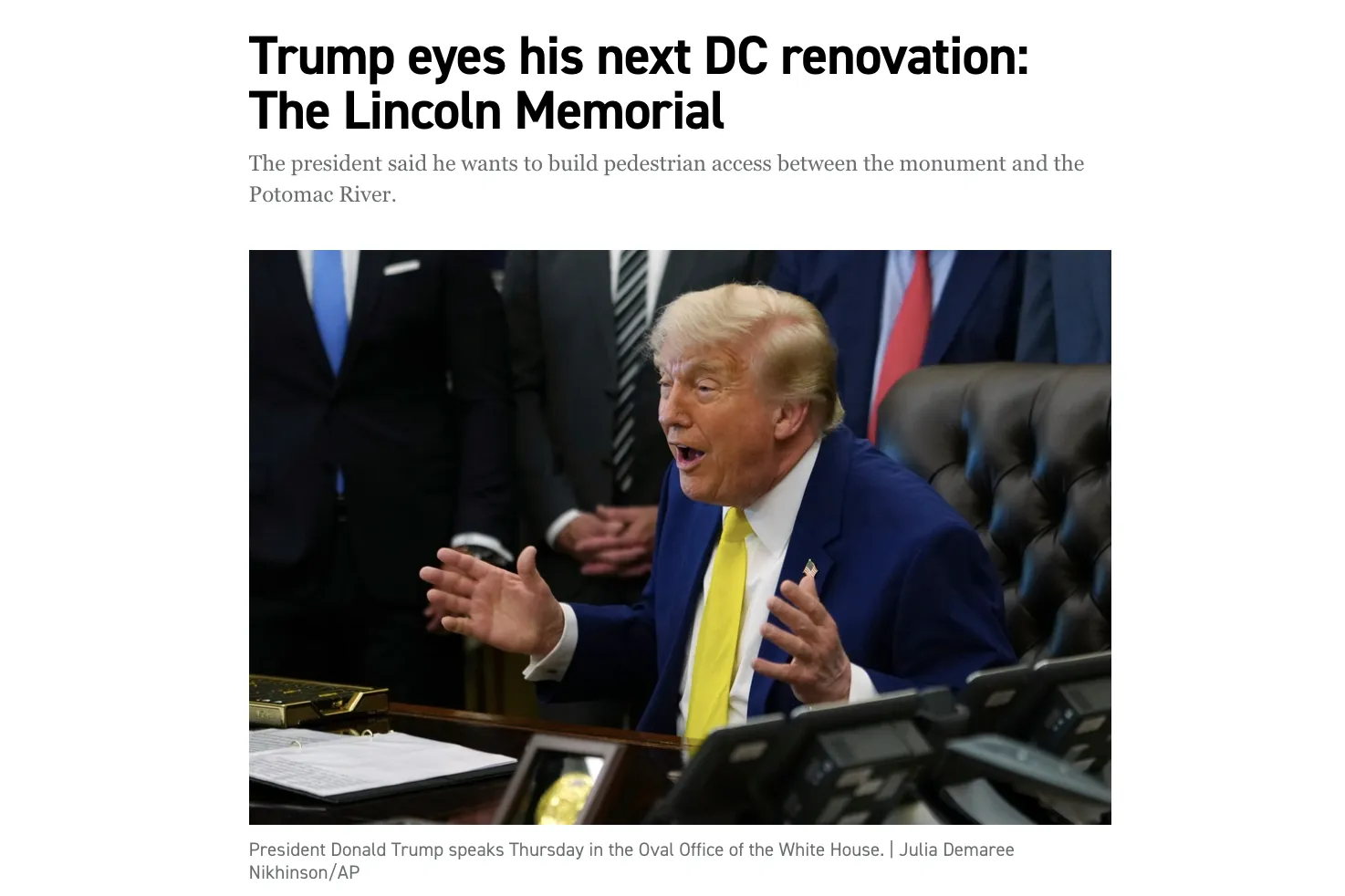 Trump has proposed naming a waterfront area in Washington after himself — Politico