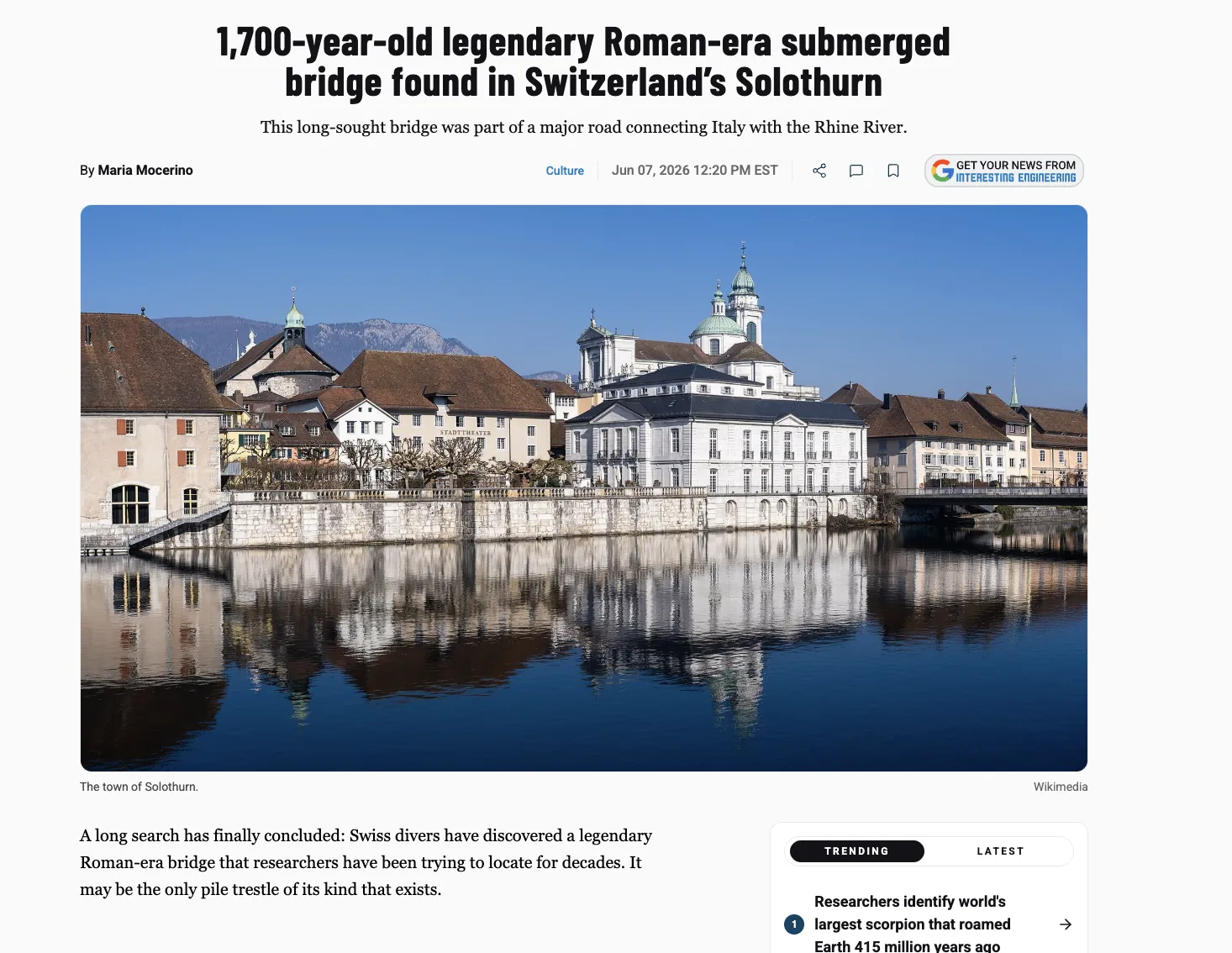 У Швейцарії виявили легендарний міст віком близько 1700 років — Interesting Engineering