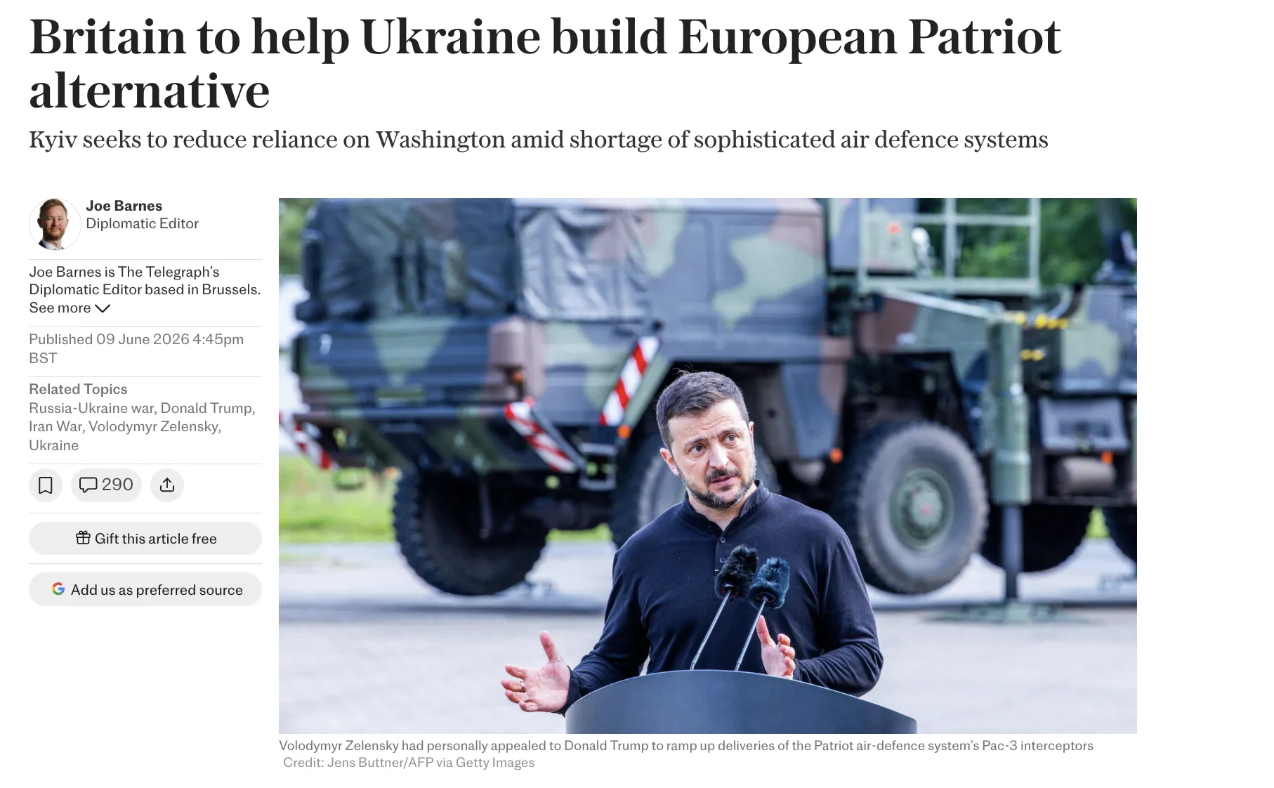 Великобритания поможет Украине создать альтернативу Patriot – The Telegraph
