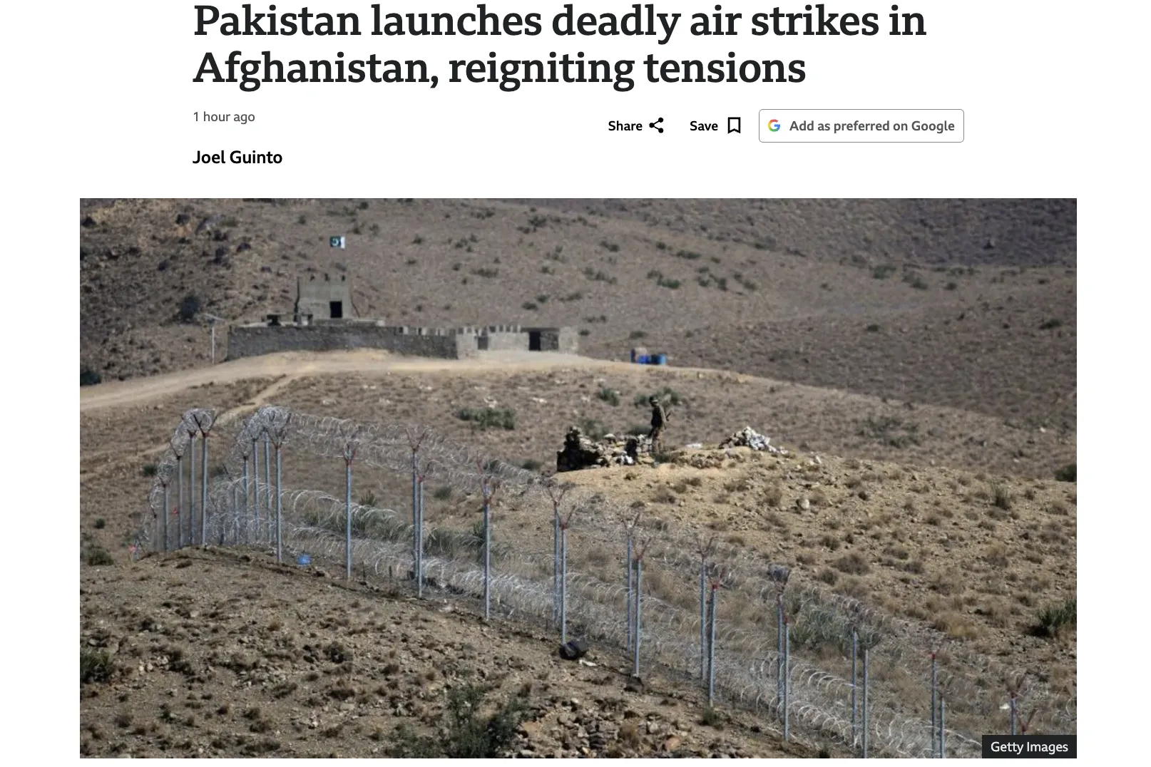 Pakistan has carried out airstrikes on Afghan territory — BBC