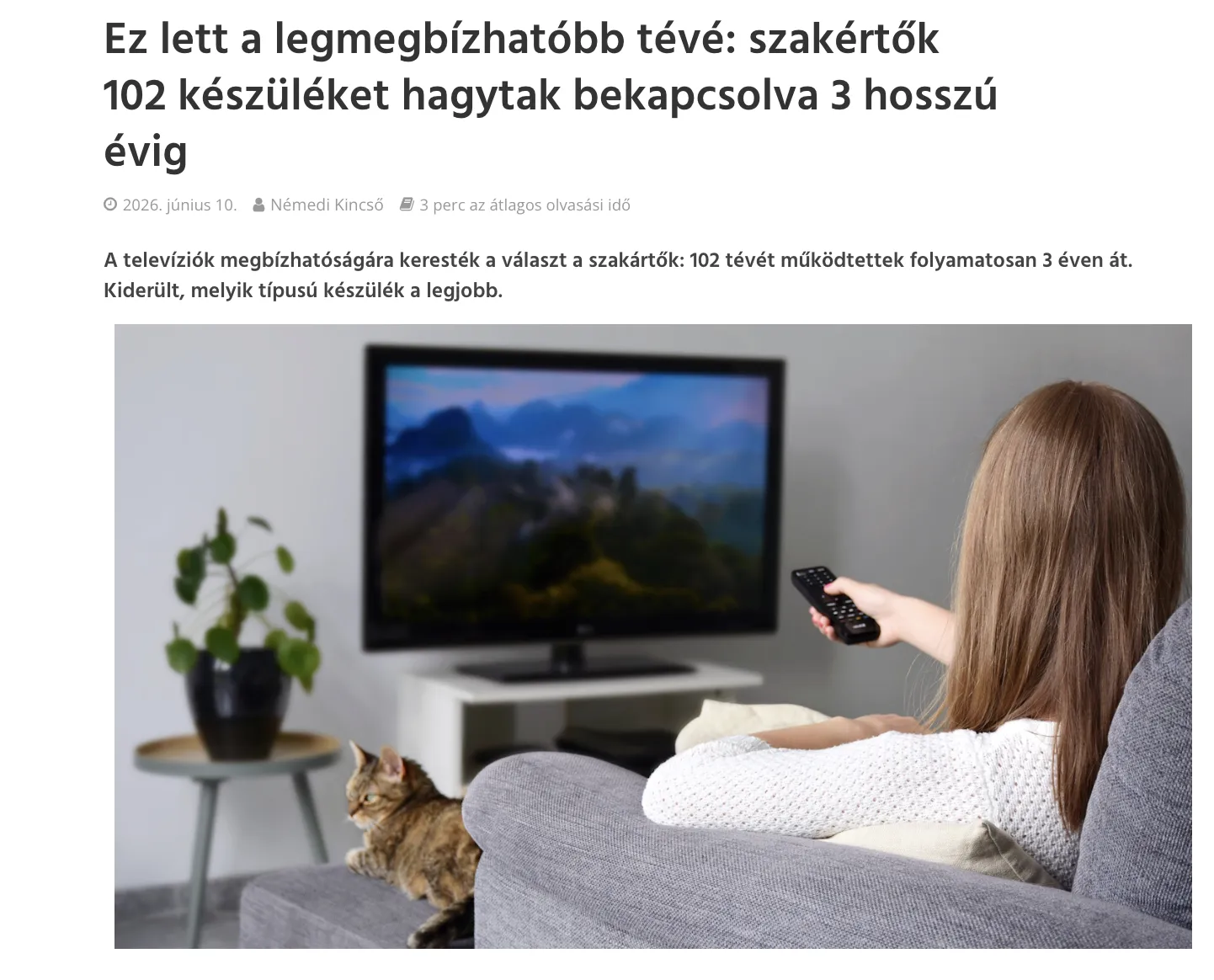 Эксперты в течение трех лет тестировали 100 телевизоров в режиме постоянной работы и сообщили о результатах