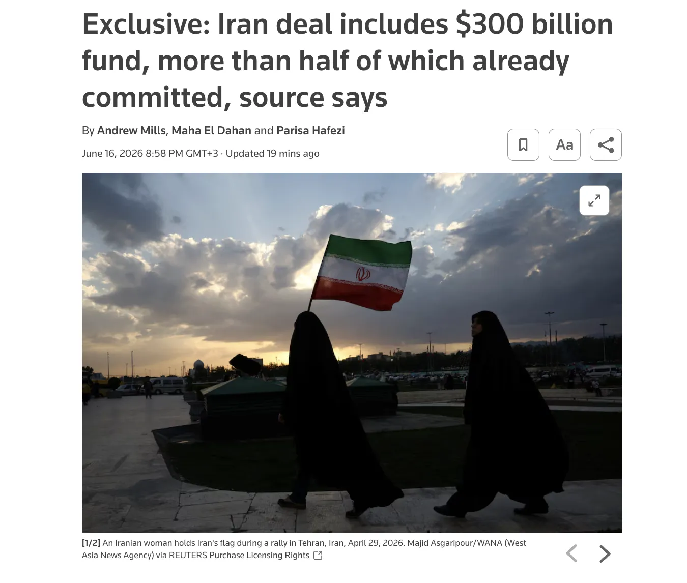 The U.S. and Iran Will Set Up a $300 Billion Fund to Revive the Economy — Reuters