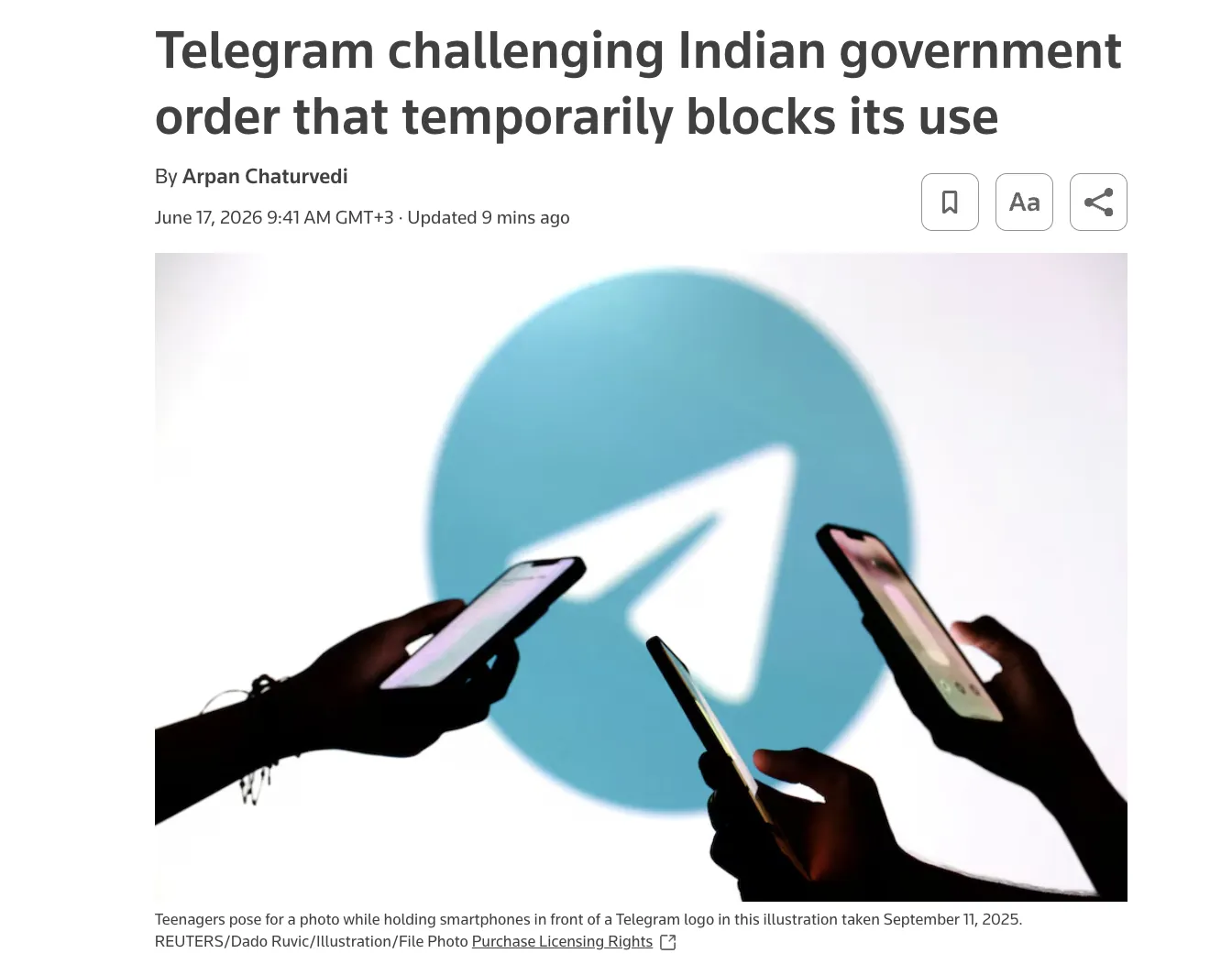 Telegram has challenged the ban on its messaging app in India — Reuters