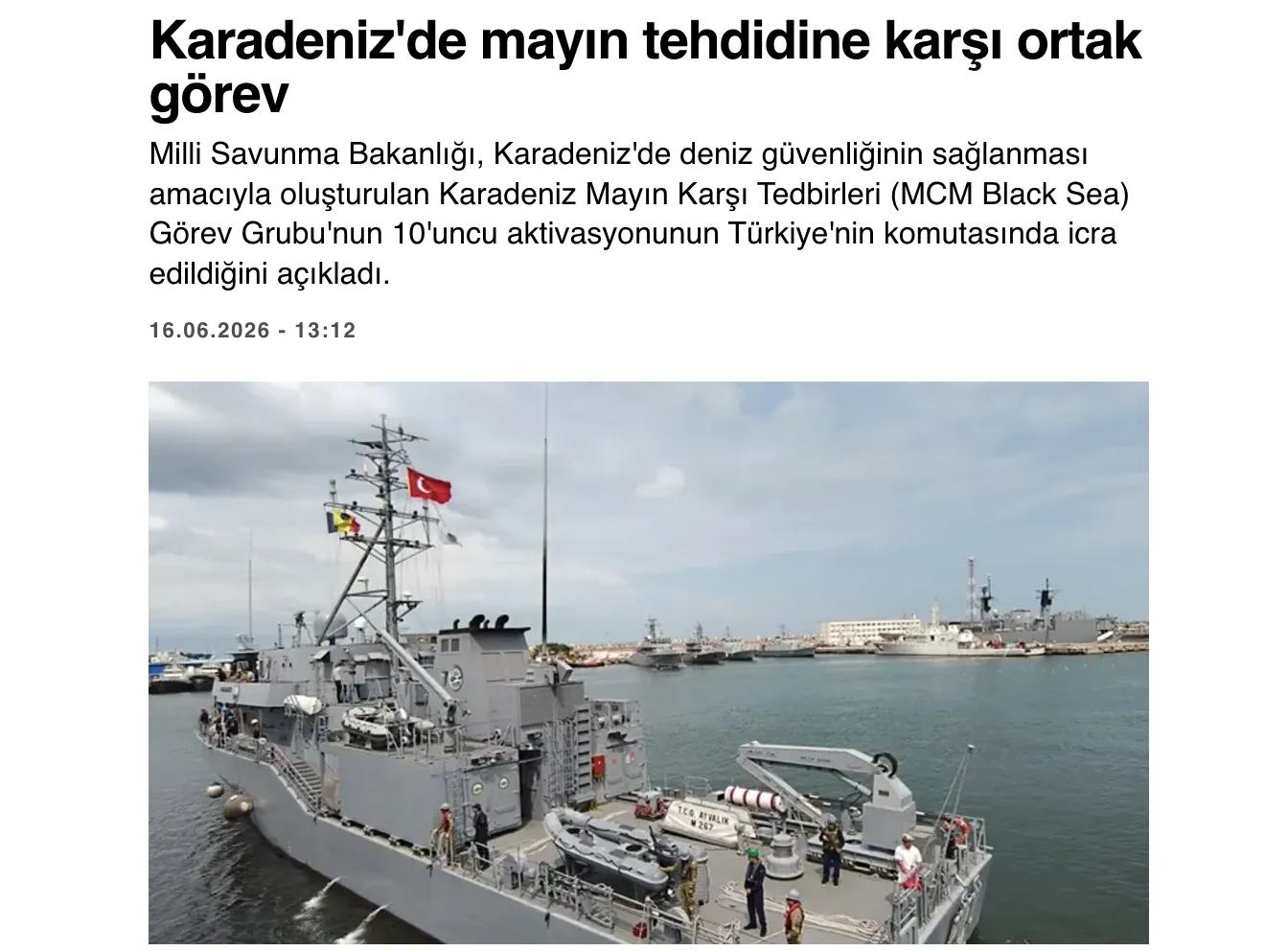 В Чёрном море началась десятая активация противоминной группы MCM Black Sea