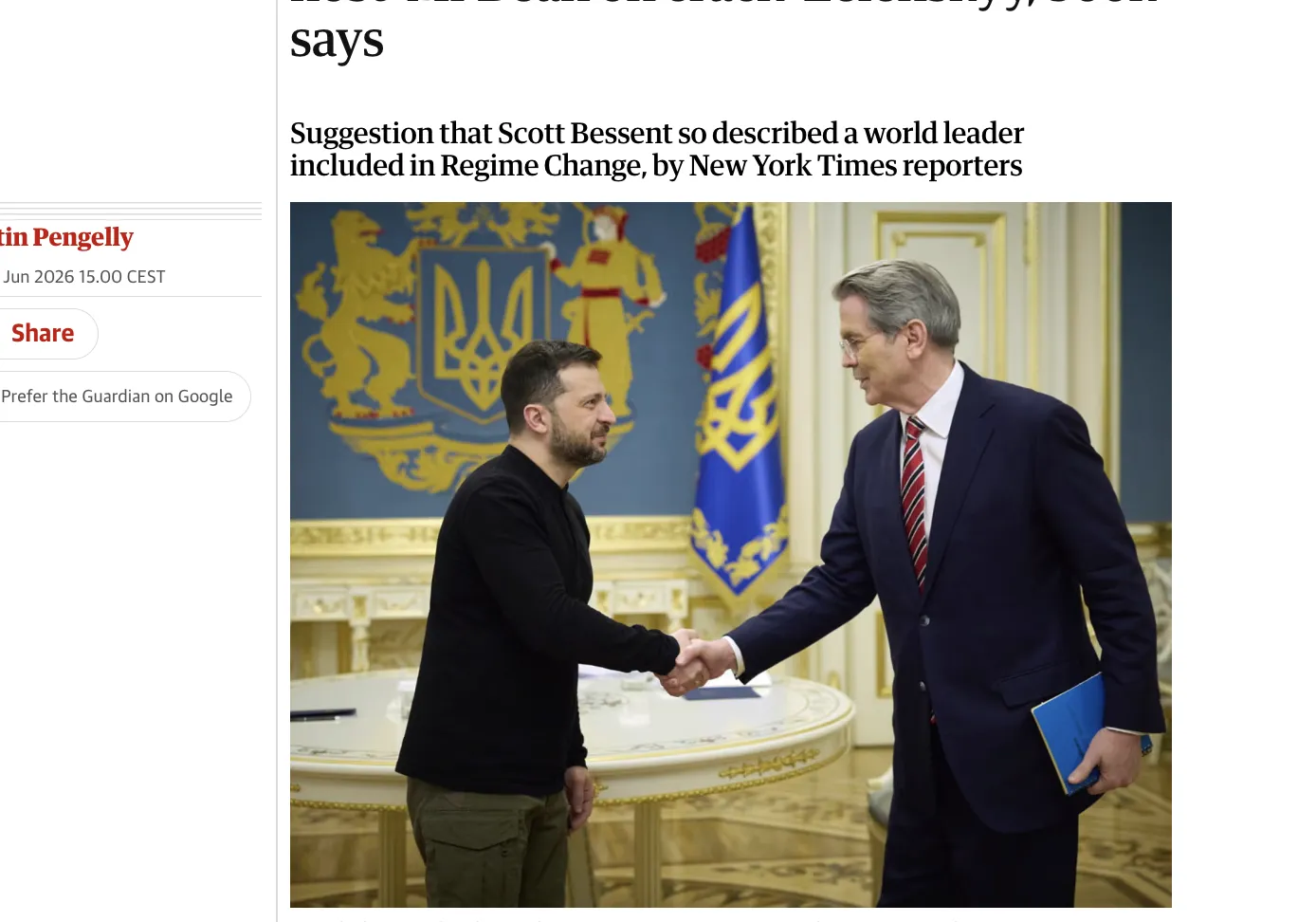 Министр финансов США советовал Трампу не принимать Зеленского в Белом доме — The Guardian