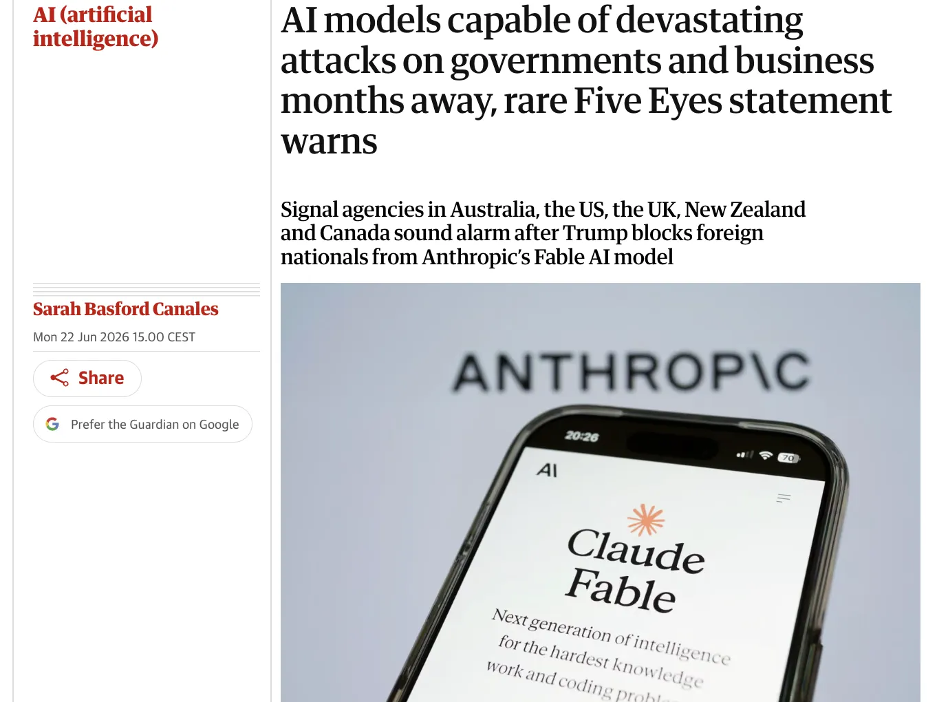 Разведывательный альянс «Five Eyes» предупредил о скором появлении ИИ для проведения масштабных кибератак — The Guardian