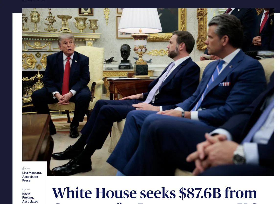 The Trump administration has requested $87 billion from Congress following the war with Iran
