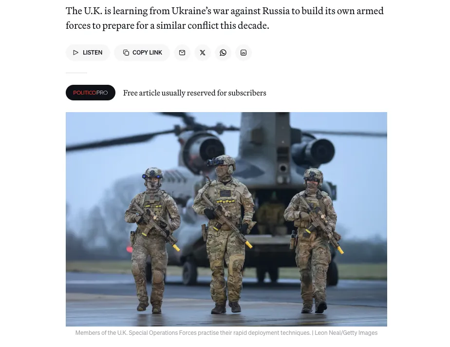 Великобритания проводит масштабную реформу армии с учетом украинского опыта — Politico