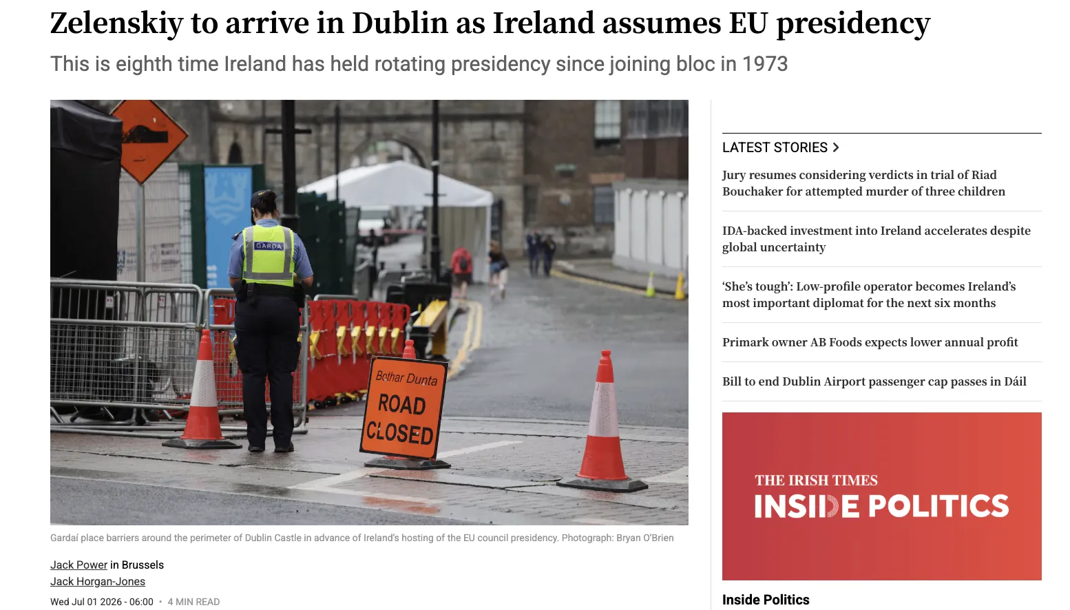 Зеленский посетит Дублин с официальным визитом — The Irish Times