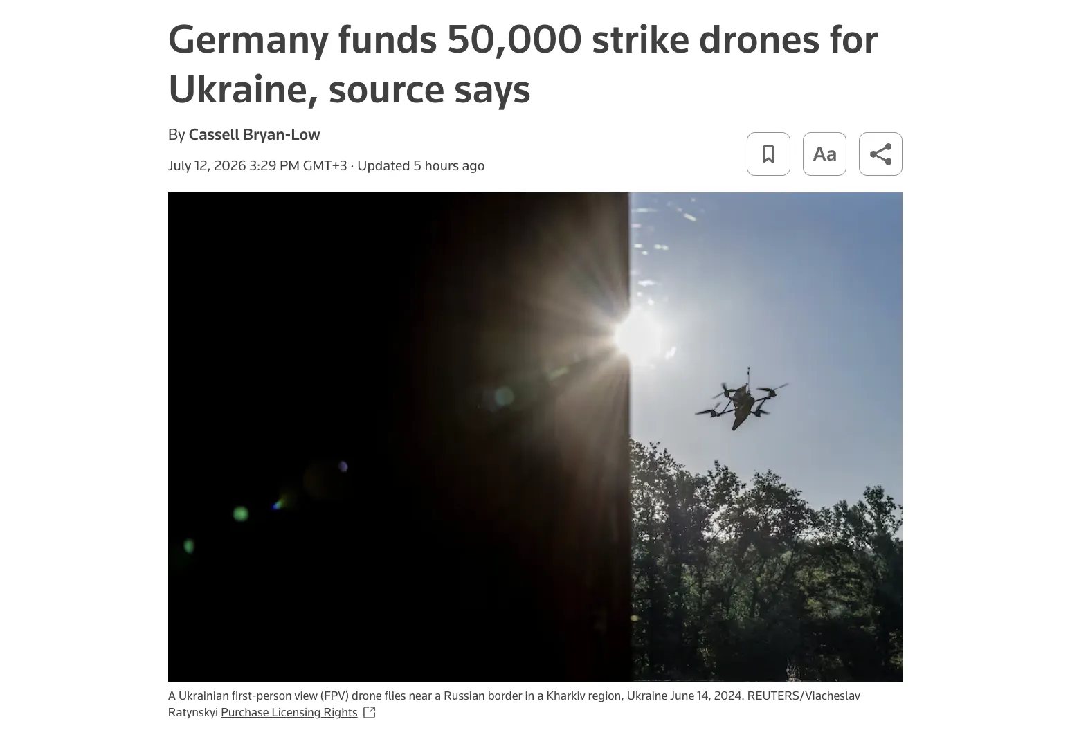 Germany Will Pay for 50,000 Attack Drones for Ukraine – Reuters