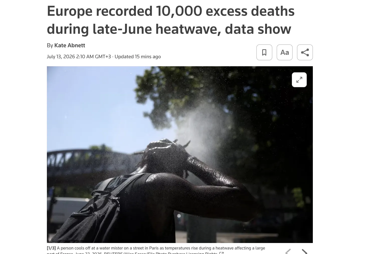Аномальна спека в Європі забрала життя близько 10 тисяч людей — Reuters