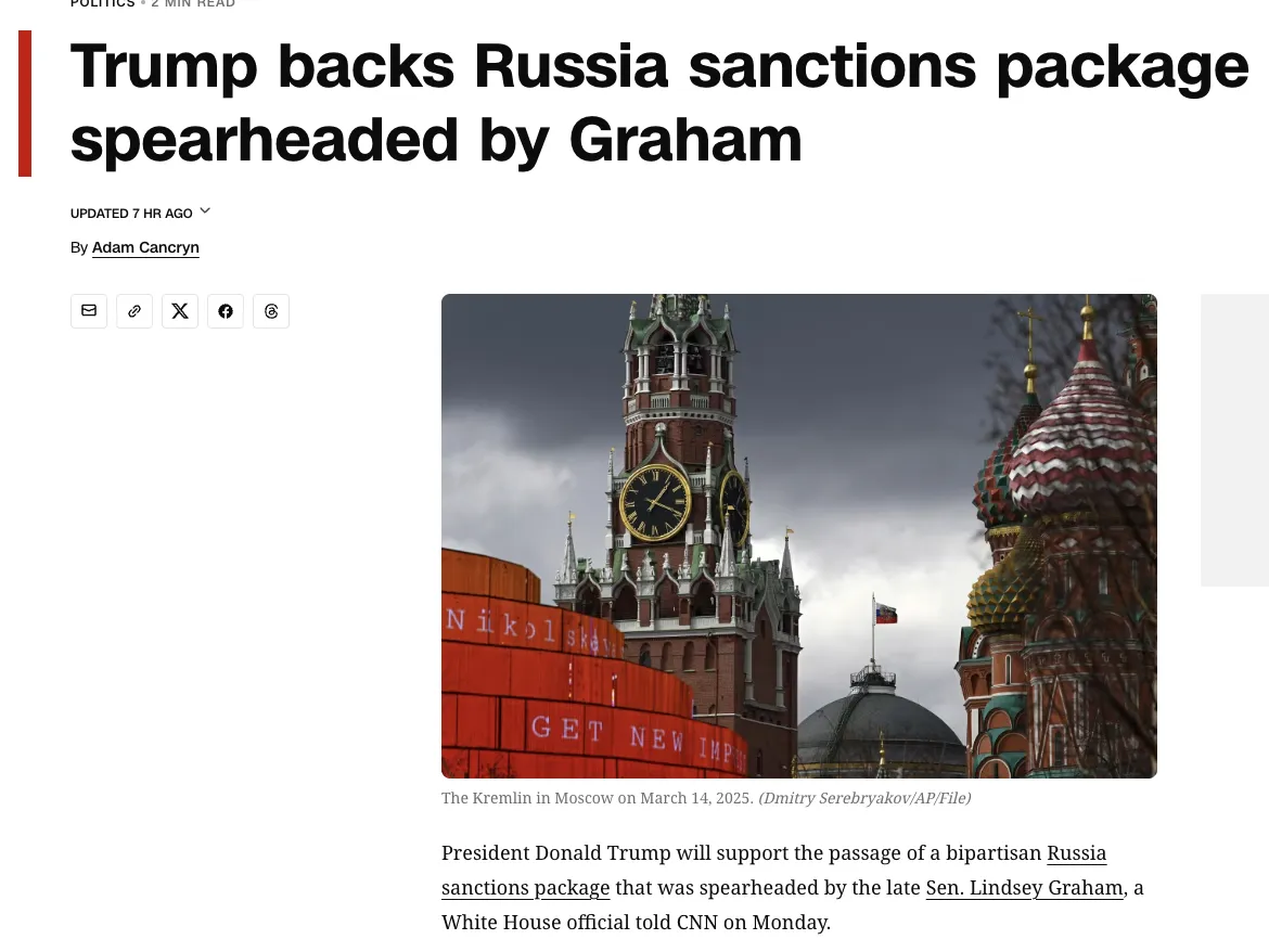 Трамп готовий підтримати жорсткі санкції Грема проти Росії — CNN