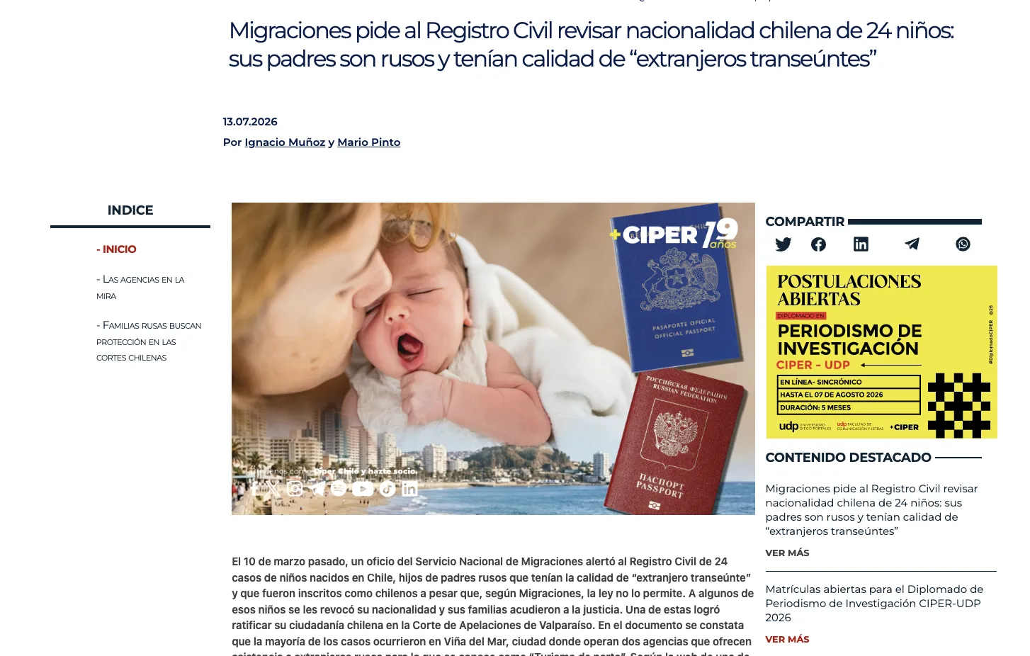Chile has begun revoking the citizenship of children of Russian nationals