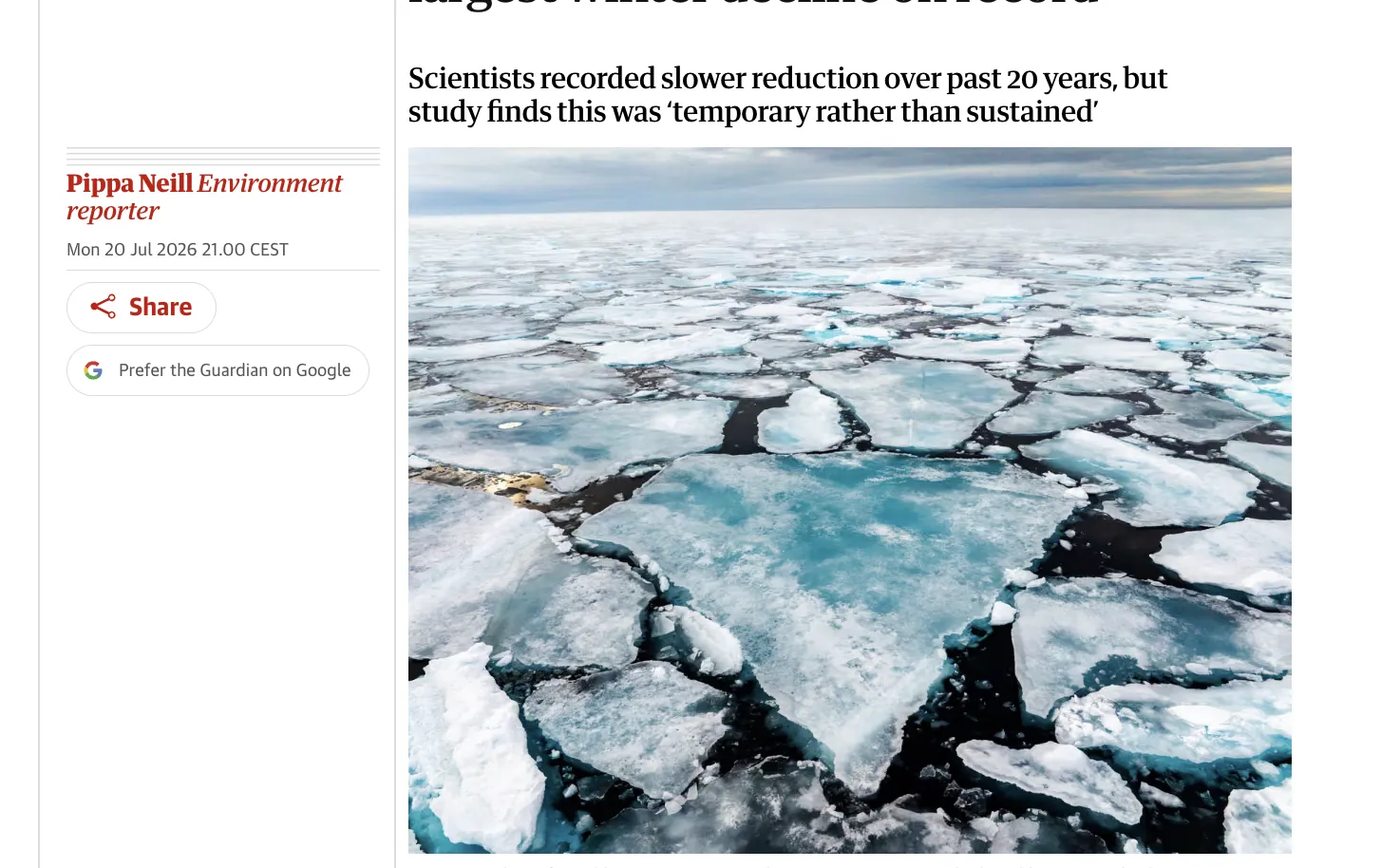 Scientists Have Observed a New Acceleration in Arctic Ice Melt — The Guardian