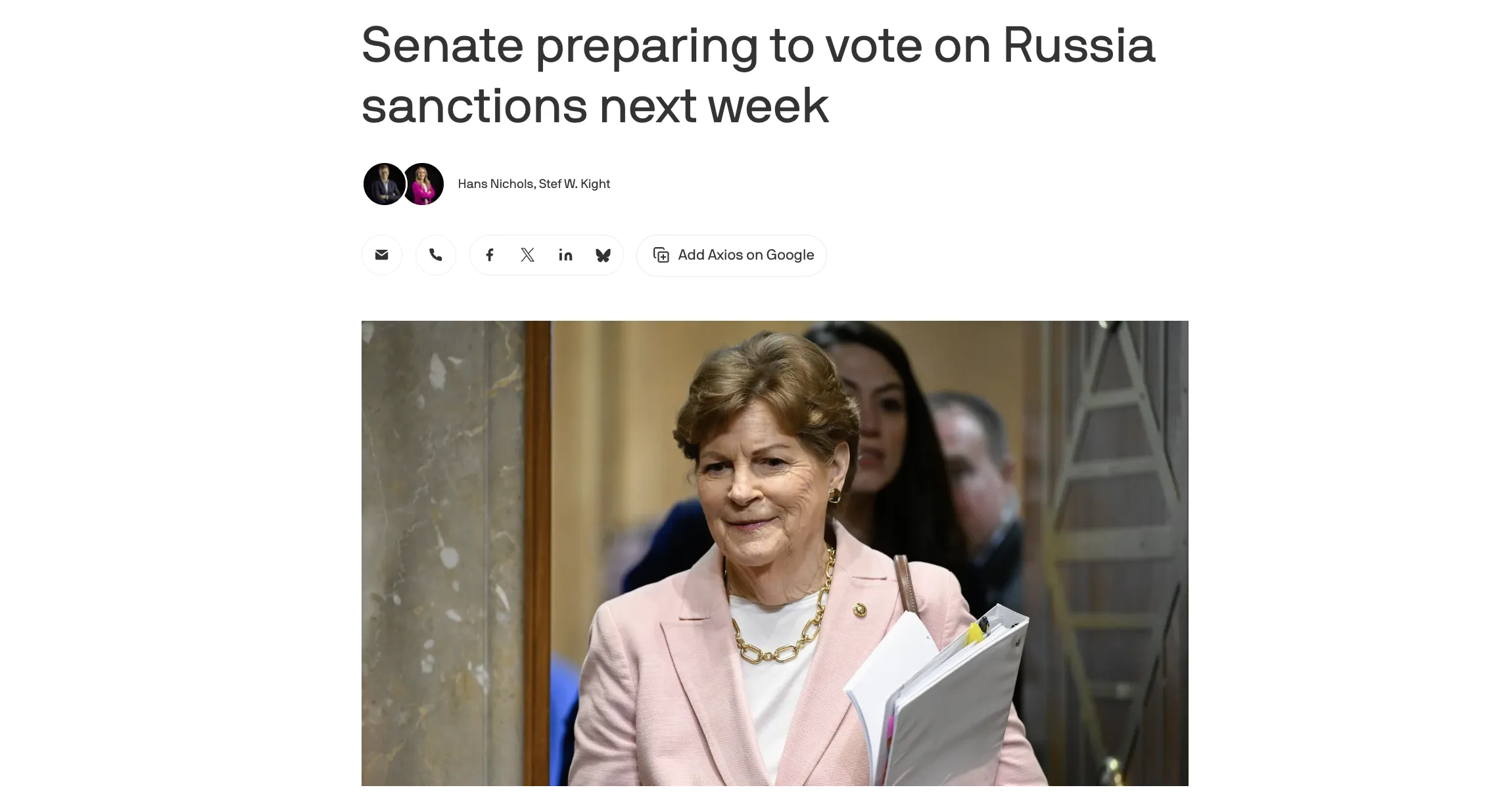 Сенат США на следующей неделе проголосует за жесткие санкции против РФ — Axios