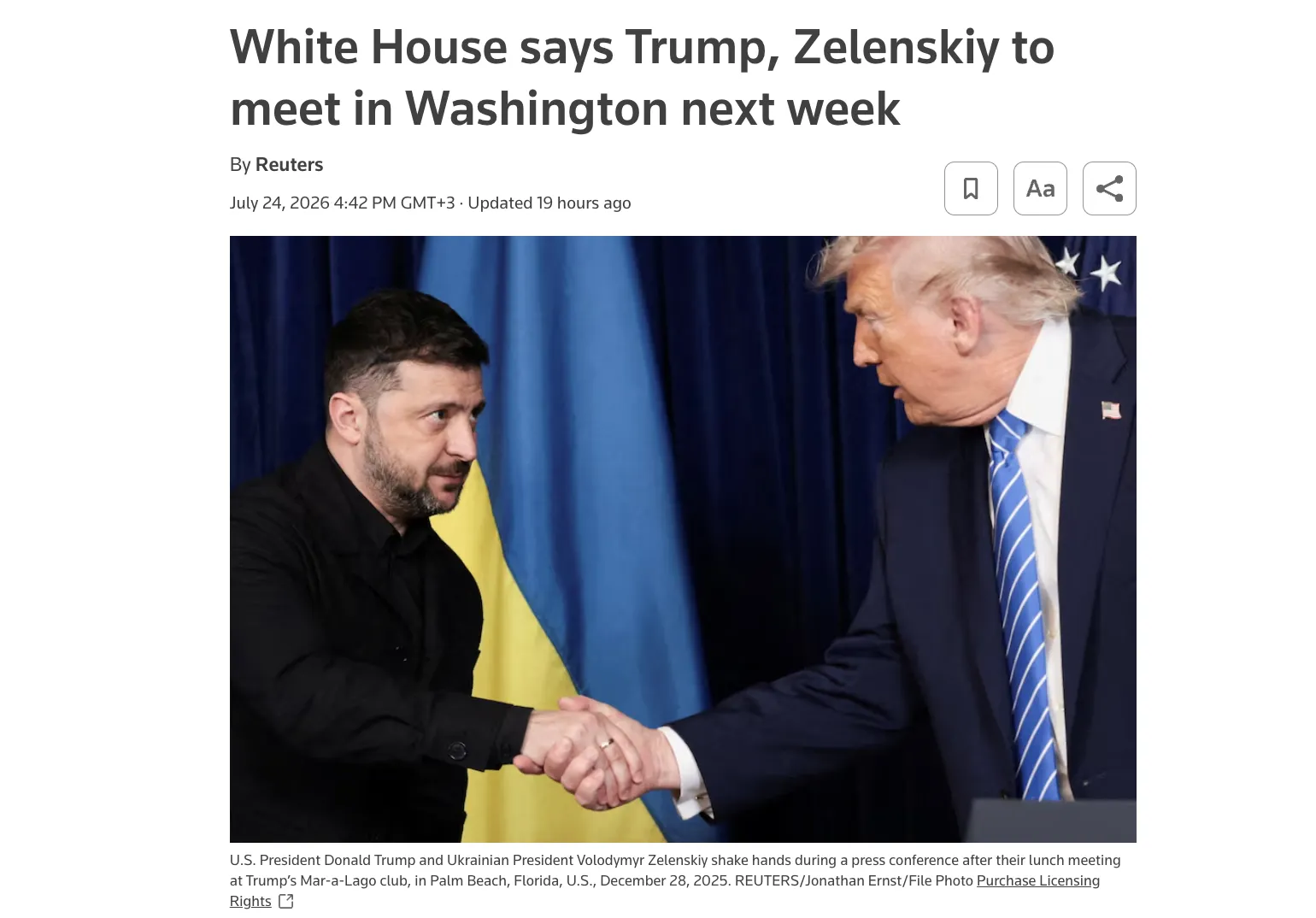 В Белом доме подтвердили встречу Зеленского и Трампа на следующей неделе — Reuters