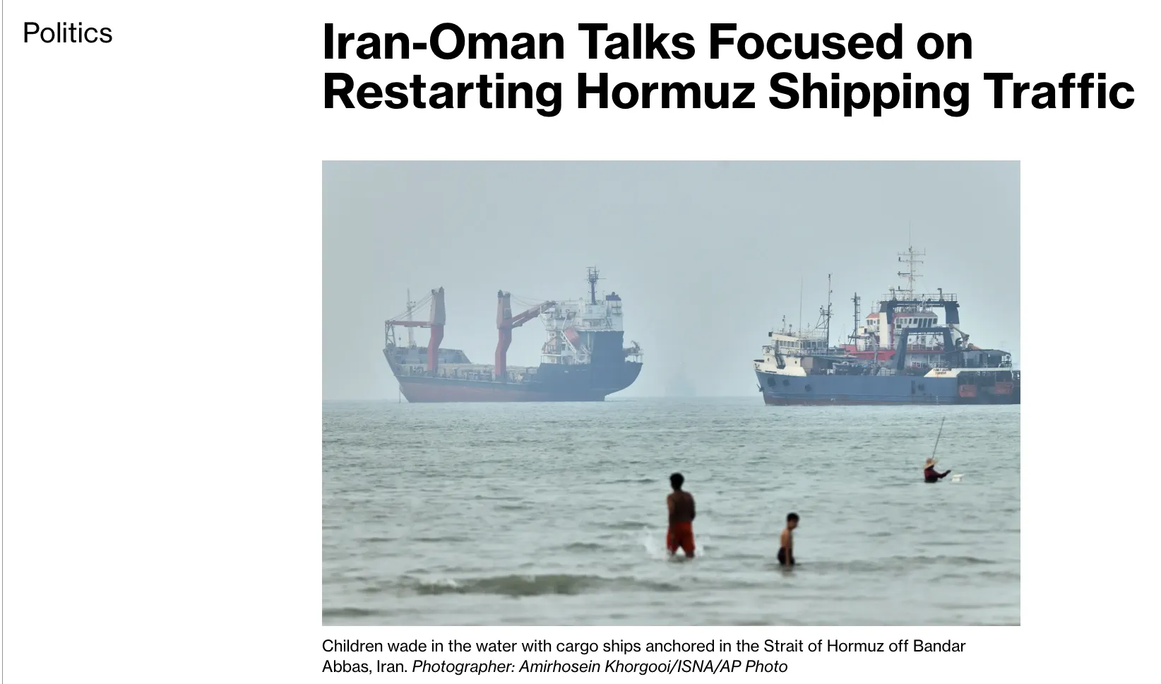 Iran and Oman Have Moved Closer to Reaching Agreements on the Strait of Hormuz — Bloomberg