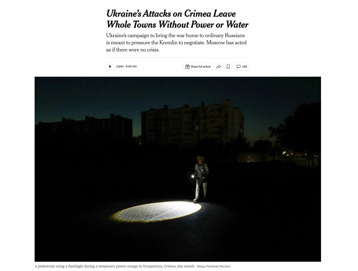 Attacks on the energy sector have made life in occupied Crimea unbearable — The New York Times