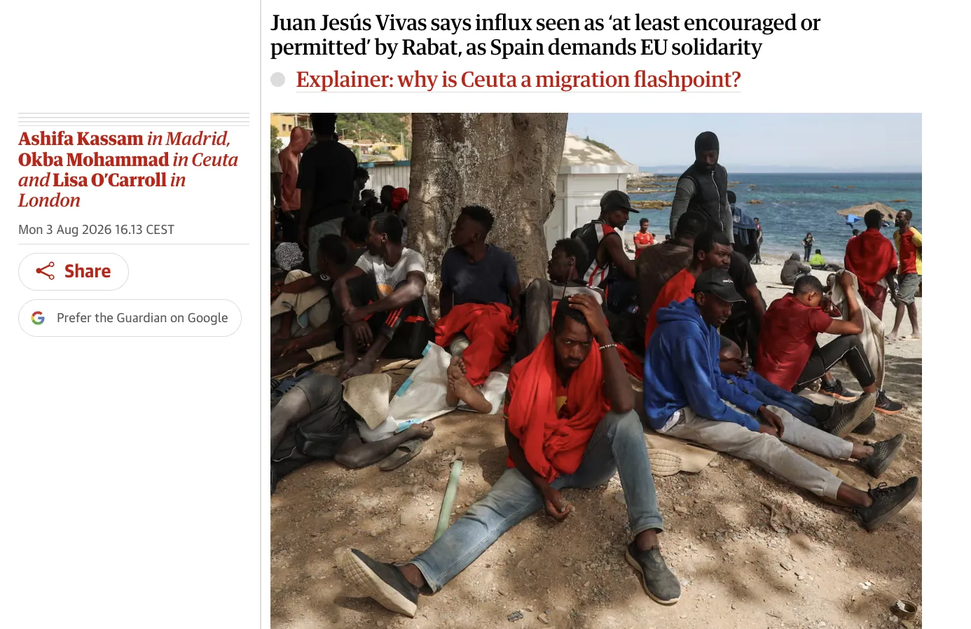 The Mayor of Ceuta Blames Morocco for the Influx of Migrants – The Guardian