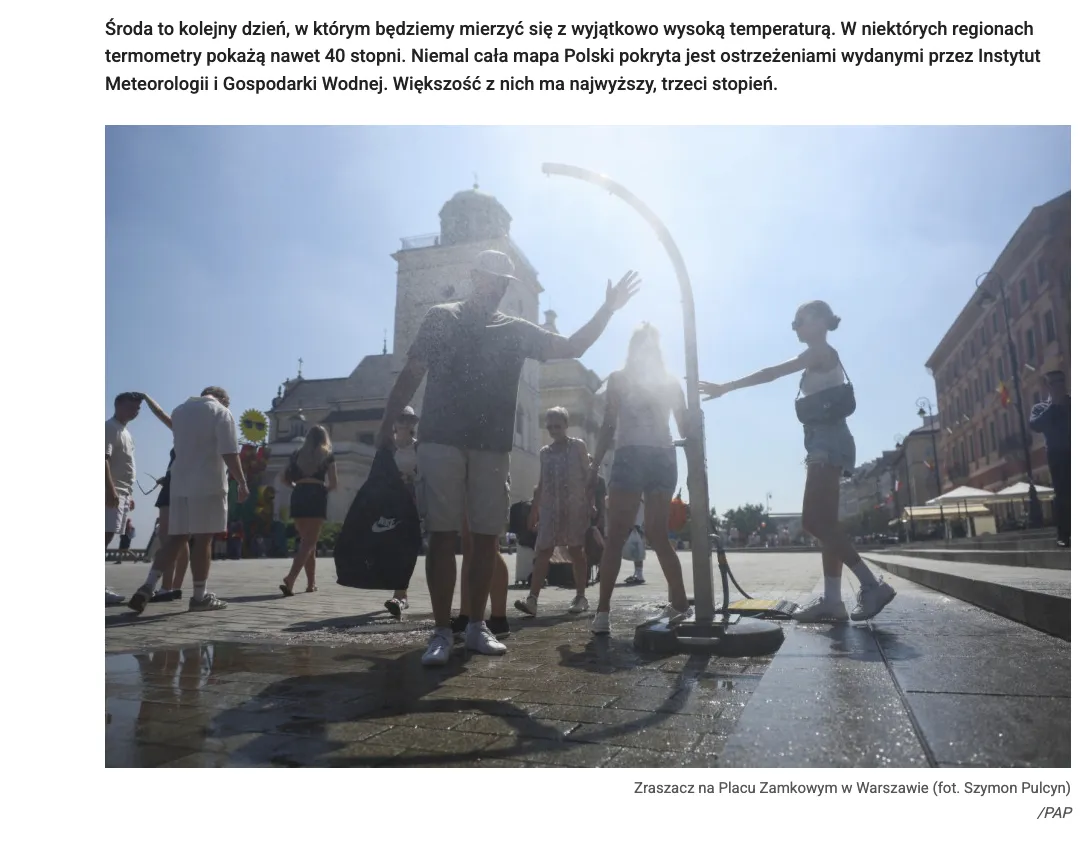 У Польщі оголосили найвищий рівень небезпеки через спеку до 38°C