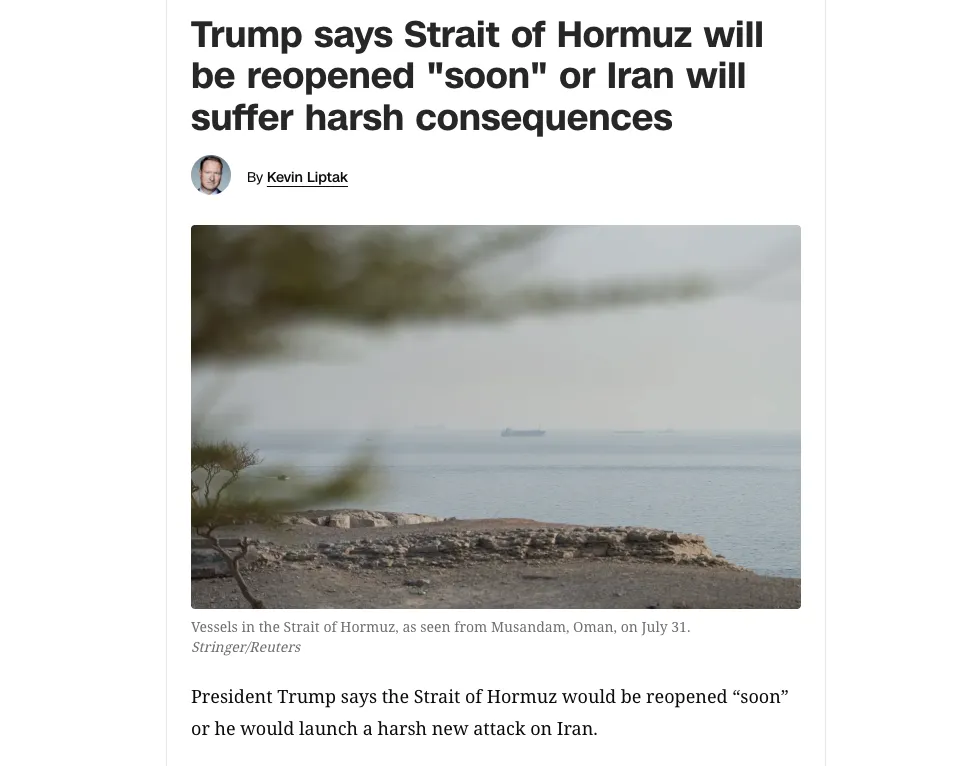 Trump Threatened Iran with New Strikes Over Blockade of the Strait of Hormuz — CNN