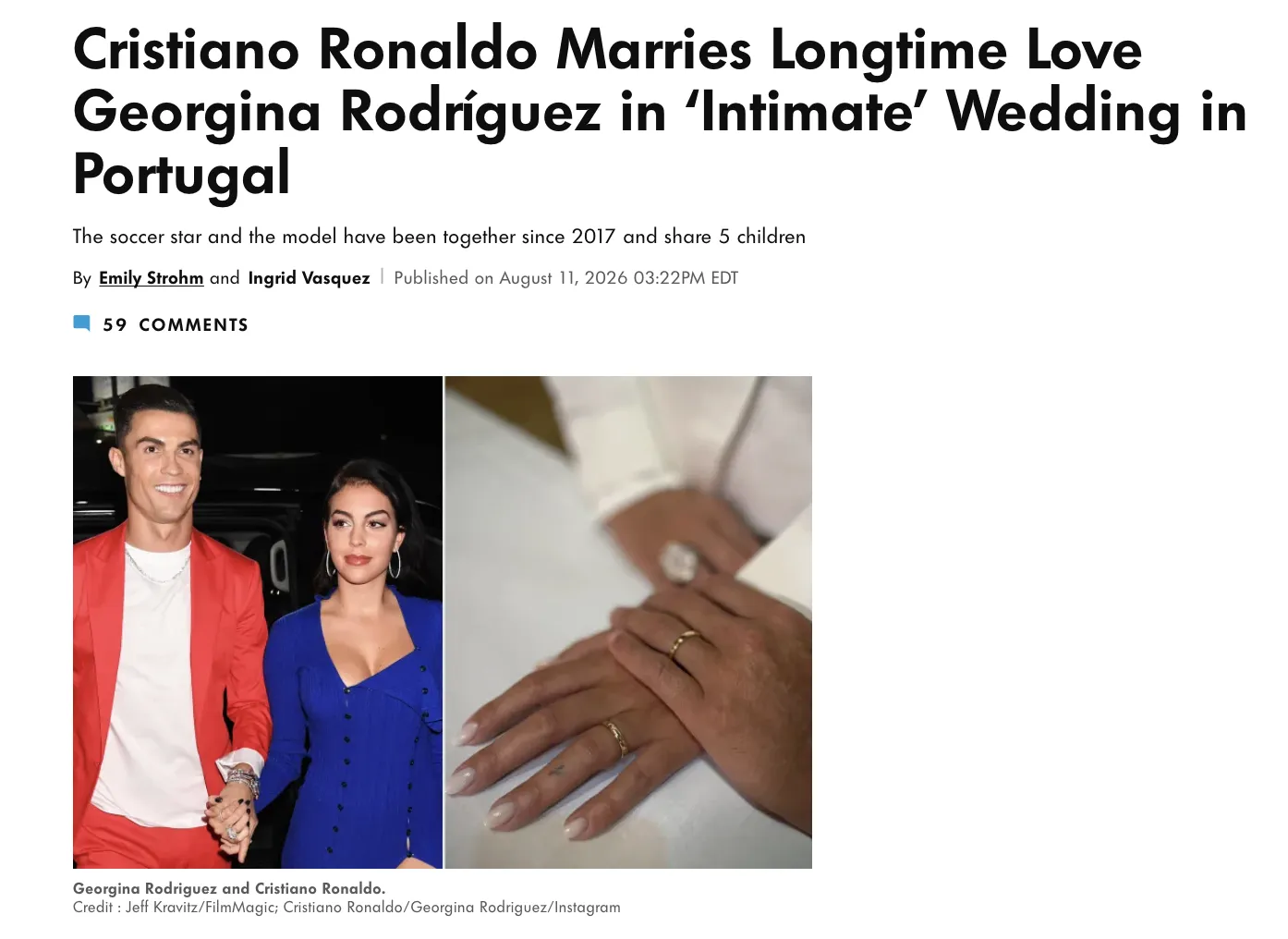 41-year-old Cristiano Ronaldo married Georgina Rodríguez