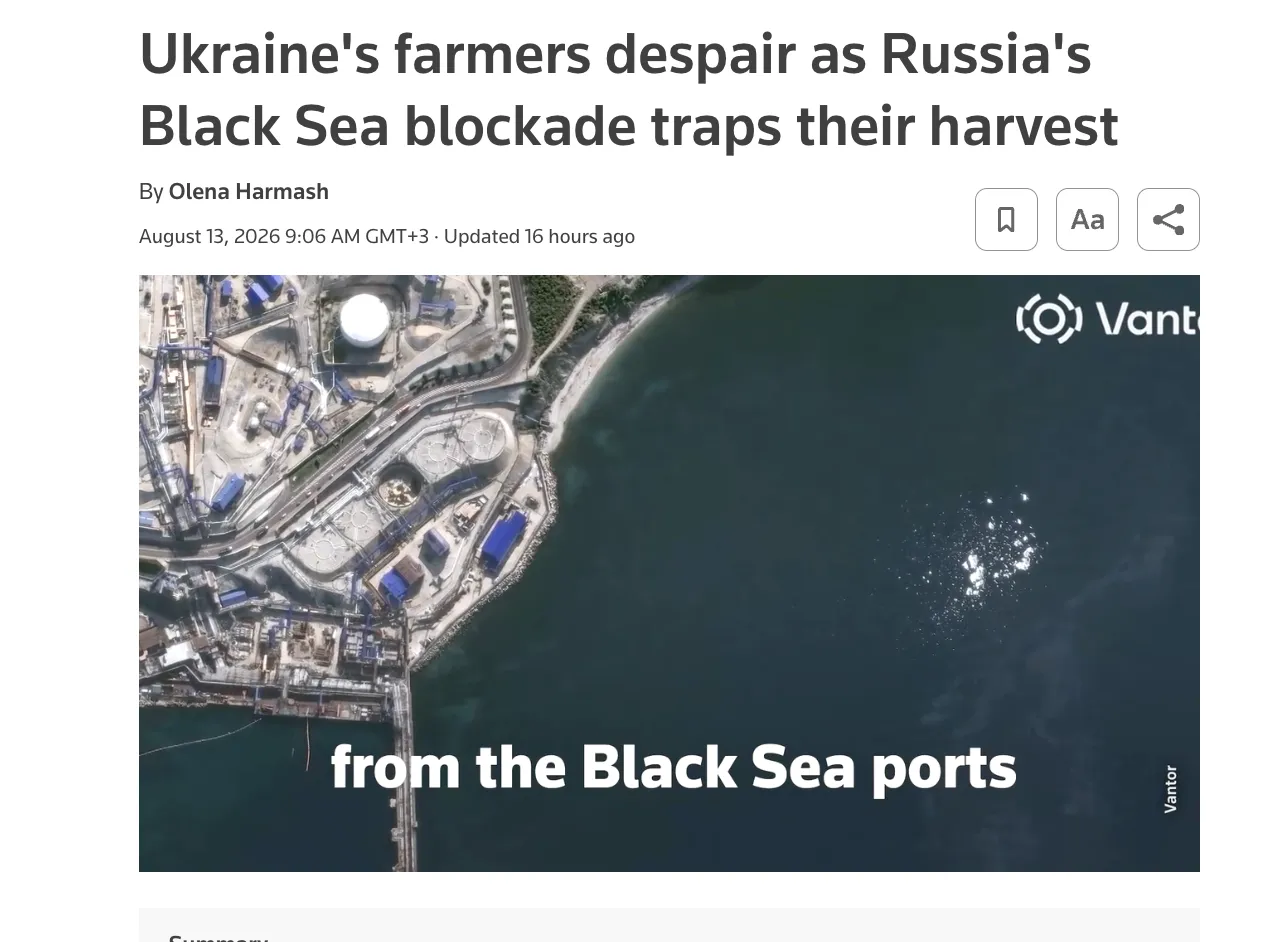 Ukrainian agricultural exports have plummeted by 75% due to Russian attacks on ports – Reuters