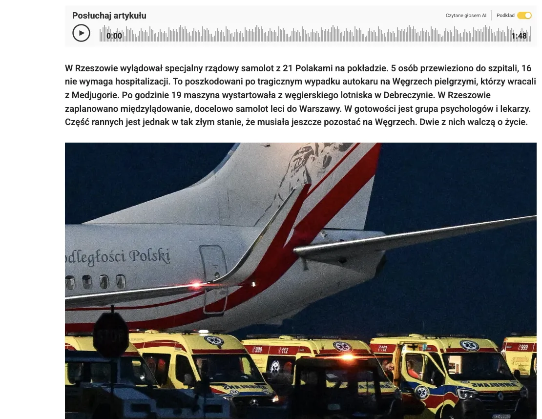 Польща спецрейсом повернула додому половину паломників після смертельної ДТП в Угорщині
