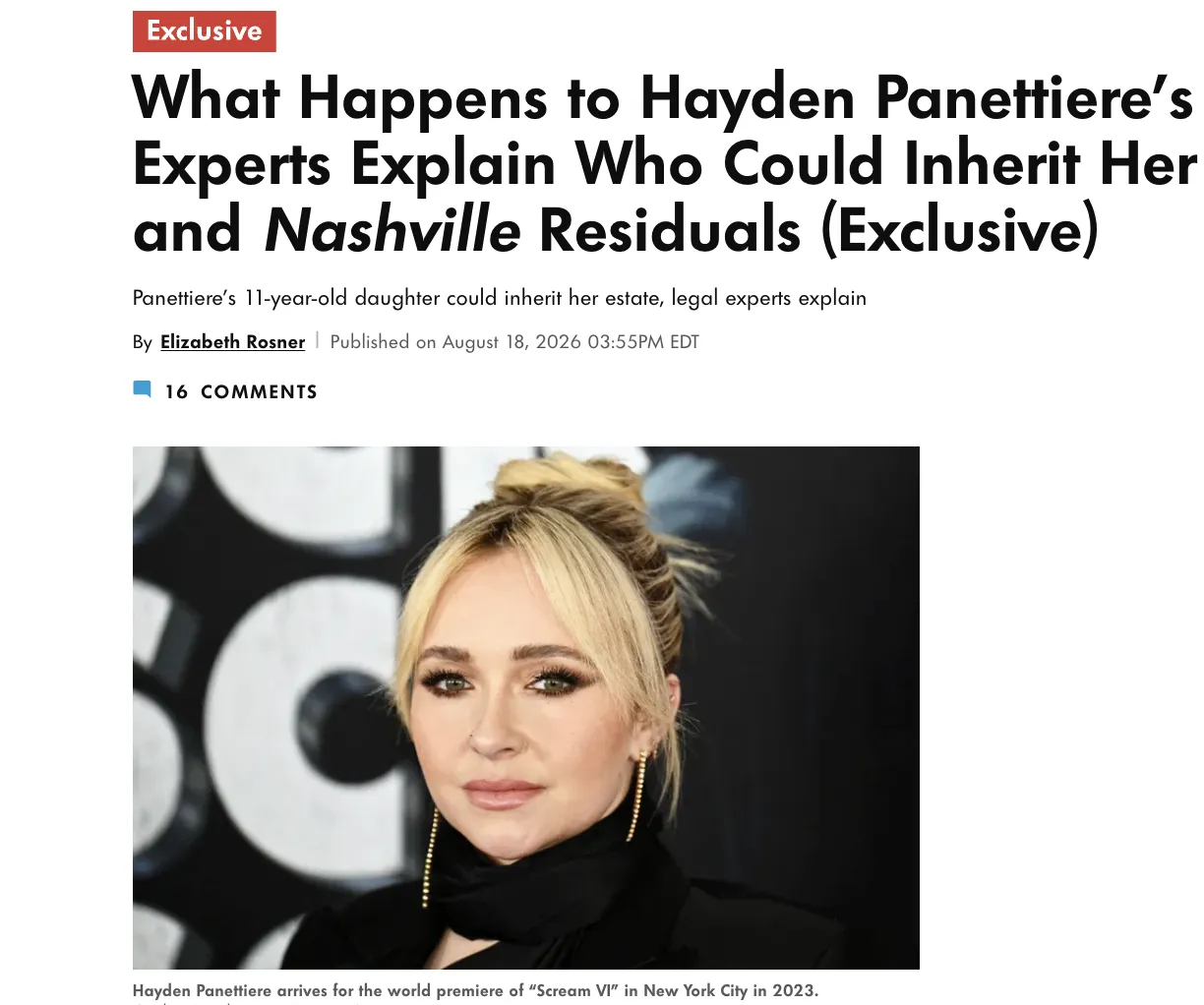 It has been revealed who will inherit Hayden Panettiere's estate