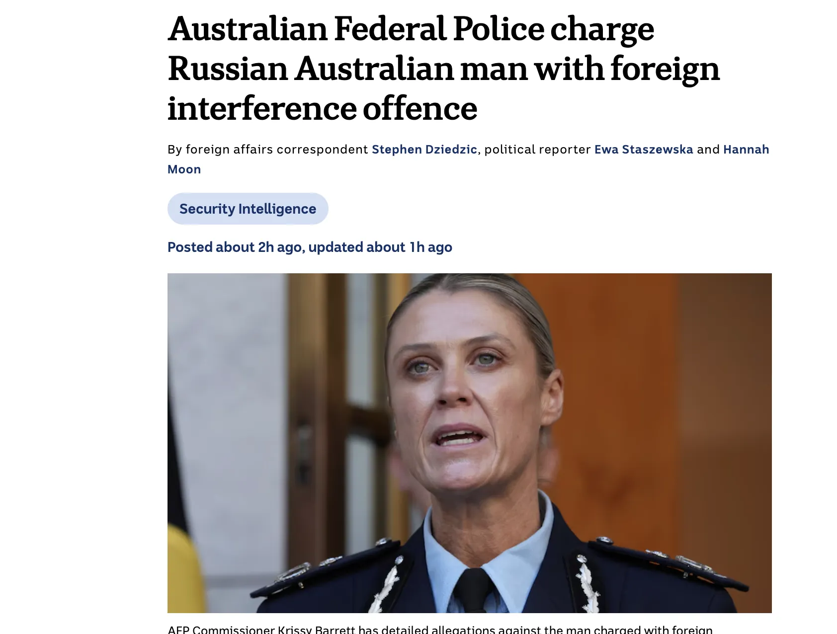 A former Ukrainian Armed Forces soldier was detained in Australia on suspicion of spying for Russia — ABC News