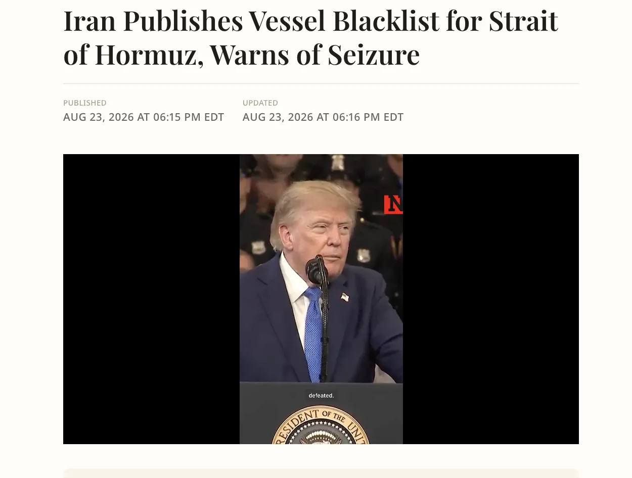 Iran Has Blacklisted Ships in the Strait of Hormuz — Newsweek