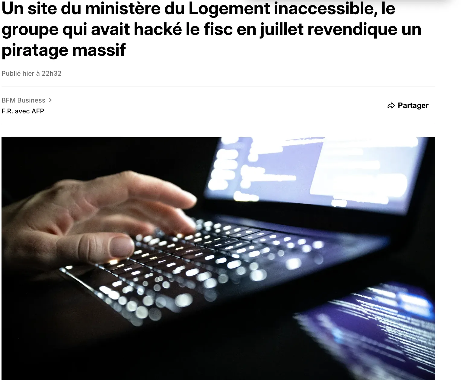 France reported a cyberattack on a government ministry
