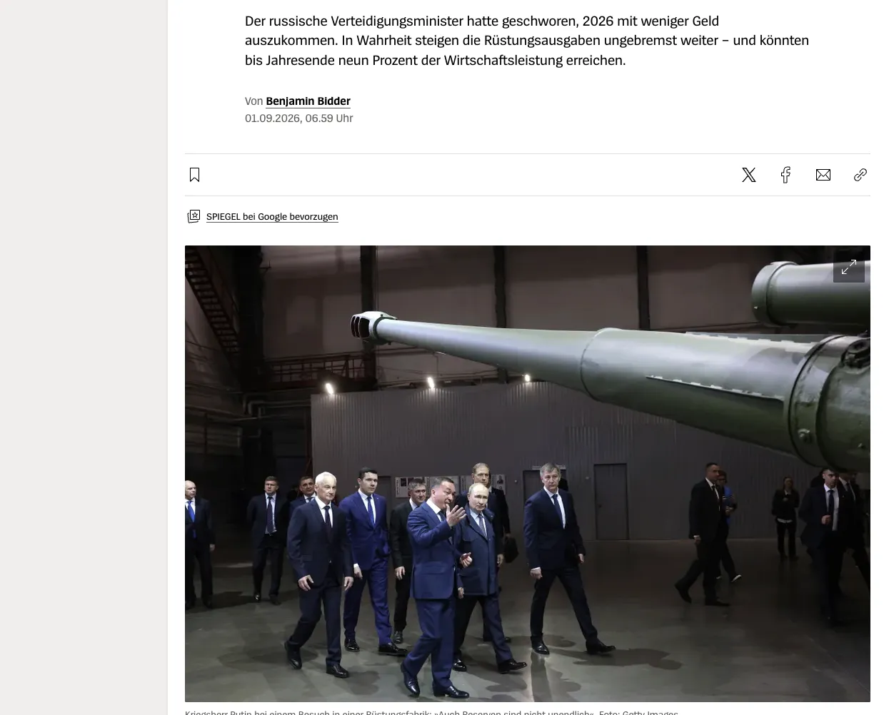 Военные расходы России резко выросли и превысили планы Кремля — Der Spiegel