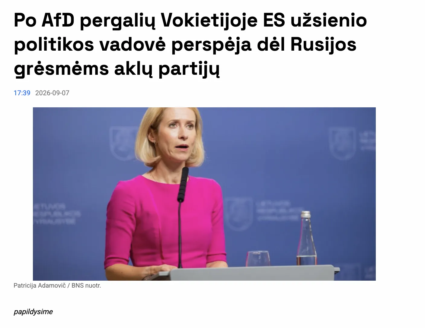 Каллас попередила про небезпеку політичних сил, які ігнорують загрозу РФ