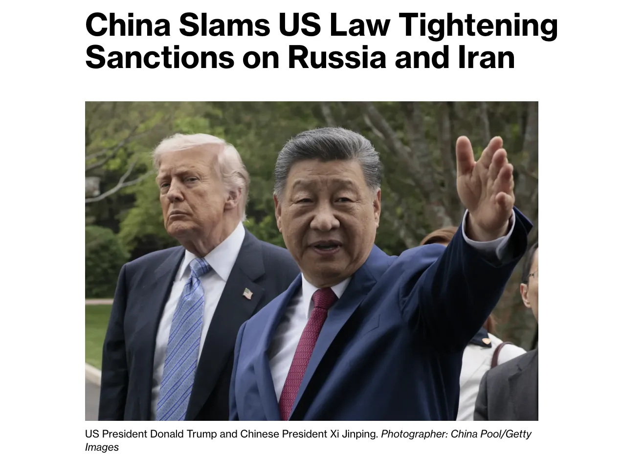China is furious over new U.S. sanctions against Russia — Bloomberg