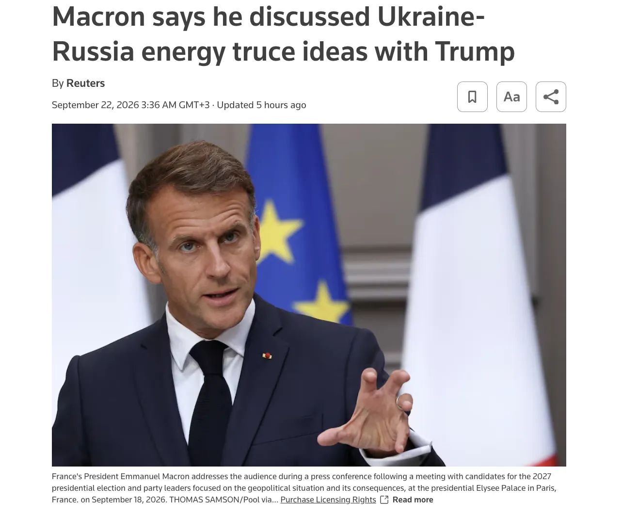 Макрон и Трамп обсудили энергетическое перемирие между Украиной и РФ — Reuters