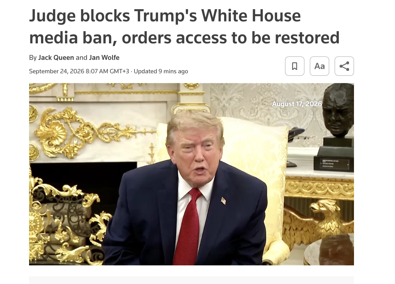 Суд зобов’язав Трампа відкрити Білий дім для CNN, MS NOW та Politico — Reuters