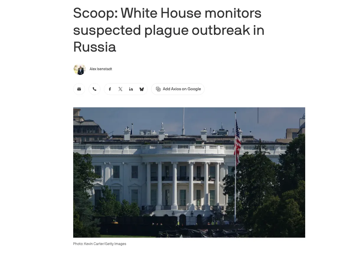 Белый дом следит за возможной вспышкой чумы в России