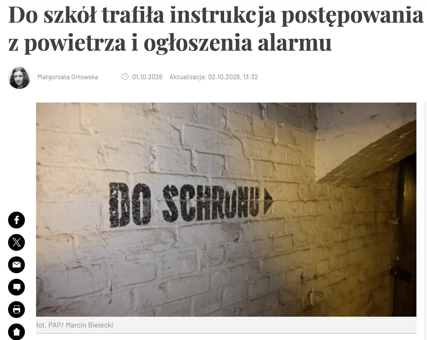 Polish schools are preparing for air raids in accordance with new guidelines