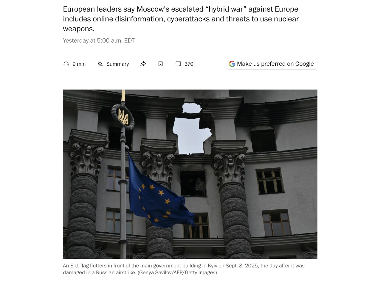 Путин рассчитывает на ослабление поддержки Украины в Европе — WP