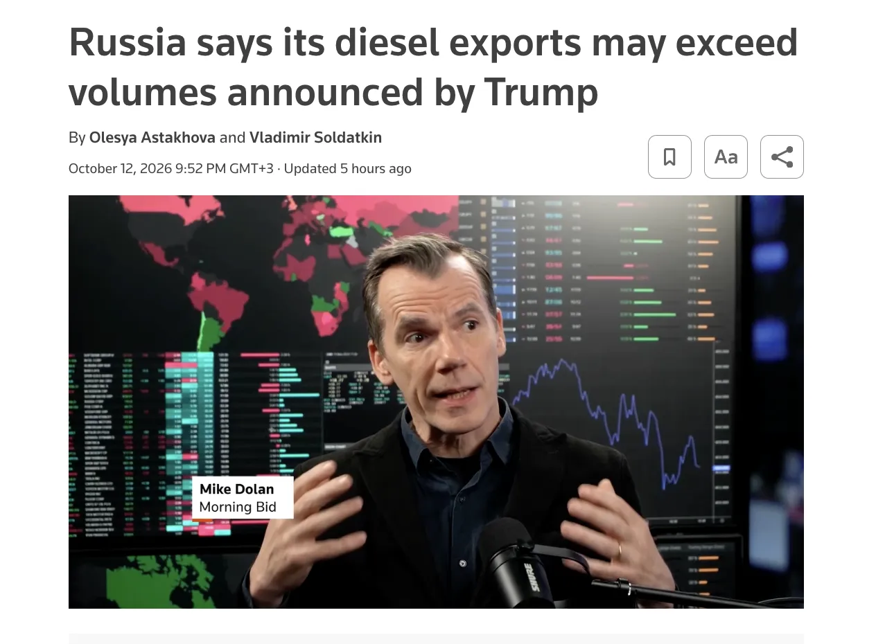 Russia plans to increase diesel exports to 3.5 million metric tons per month — Reuters
