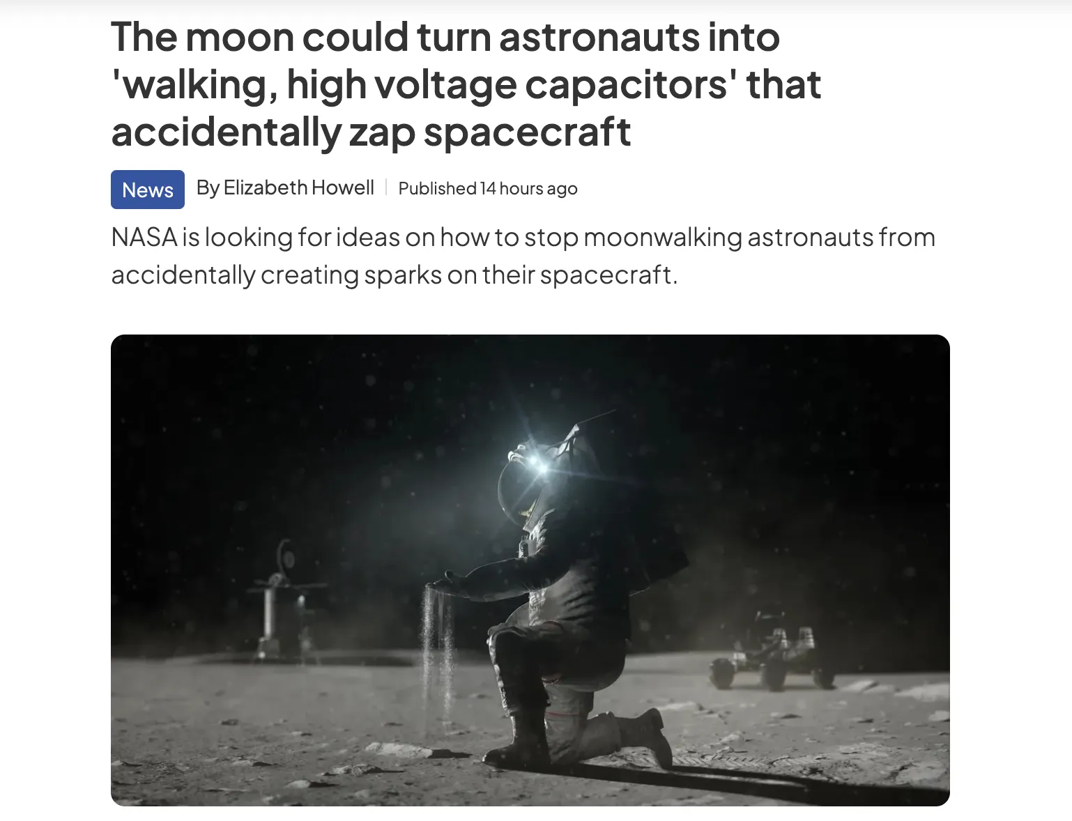 NASA Is Looking for a Way to Protect Lunar Missions from Dangerous Electrical Discharges — Space