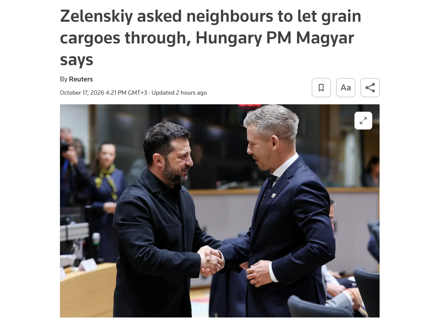 Мадьяр разрешил транзит украинского зерна через Венгрию — Reuters